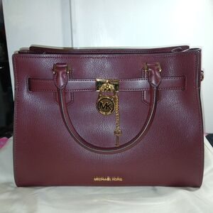 NWOT Michael Kors Oxblood Hamilton Satchel Crossbody Strap Gold Hardware